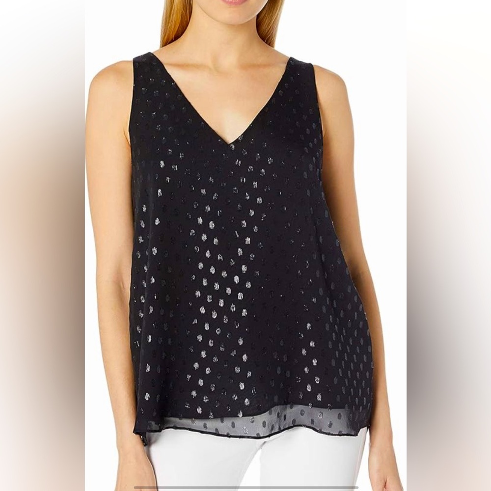 NWOT Lilly Pulitzer Florin silk black sleeveless V neck tank sz L